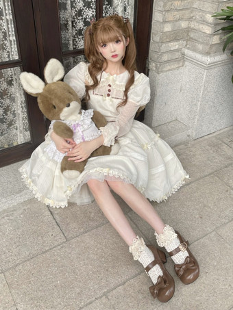スイートロリータドレス ポリエステル 長袖 スイートドレス ロリータドレス