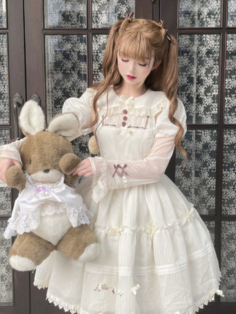 スイートロリータドレス ポリエステル 長袖 スイートドレス ロリータドレス