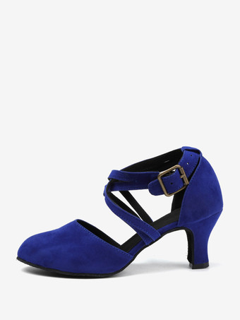 ブルー ラテンダンスシューズ ブルー ラウンドトゥ 社交ダンスシューズ