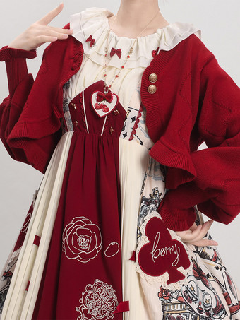 ワインレッド スイートなフリルの長袖トップス バーガンディ