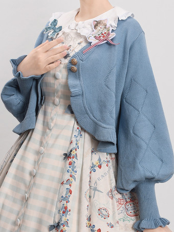 スイートなフリルの長袖トップス バーガンディ