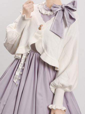 スイートなフリルの長袖トップス バーガンディ
