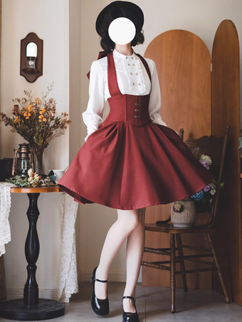 スイートロリータブラウス ホワイト 長袖 ロリータトップ フリル ロリータシャツ