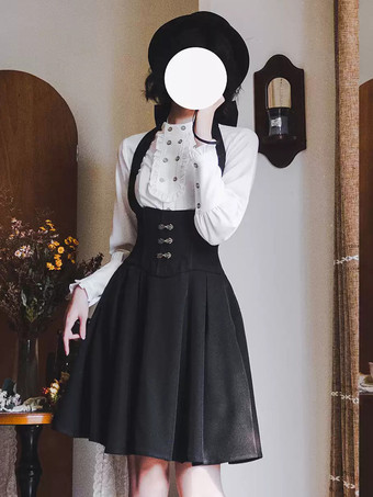 スイートロリータブラウス ホワイト 長袖 ロリータトップ フリル ロリータシャツ