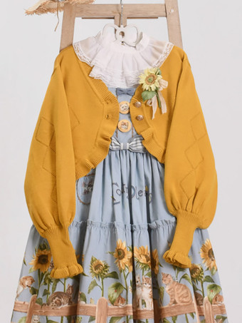 オレンジ スイートなフリルの長袖トップス バーガンディ