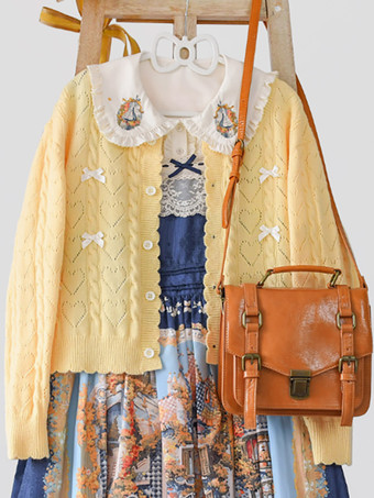 スイートなフリルリボン長袖トップス ライトピンク