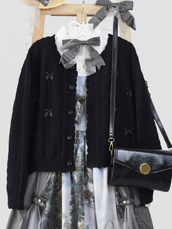 スイートなフリルリボン長袖トップス ライトピンク