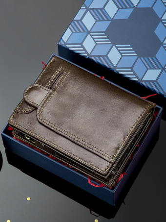 ディープブラウンクラシックなメンズレザー財布 男性へのギフト