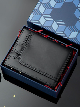 ブラック クラシックなメンズレザー財布 男性へのギフト