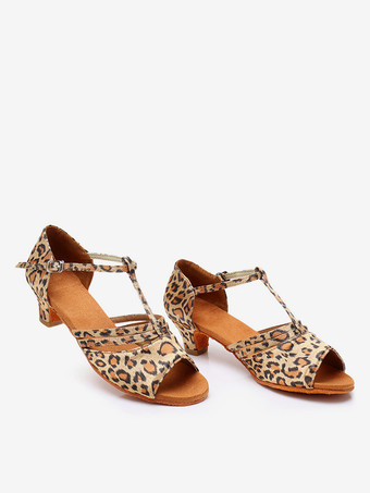 ラテンダンスシューズ ポリエステル ディープアプリコット ラウンドトゥ ダンスシューズ