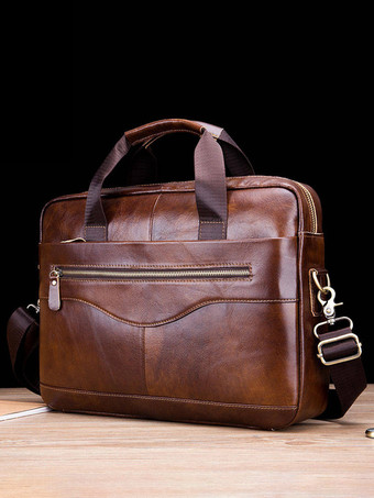 ディープブラウンクロスボディバッグ アクセサリー ブリーフケース ライトスライド メンズ ビジネスサッチェルバッグ