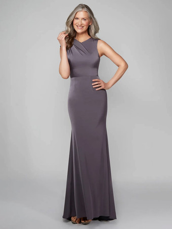 ダークグレー 花嫁の母親のためのパーティードレス Vネック 半袖 ボールガウン 結婚式用ゲストドレス