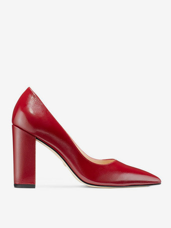 レディース ハイヒール ポインテッドトゥ チャンキーヒール パンプス