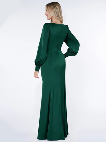 花嫁の母のためのパーティードレス ボンド ロングスリーブ ボールガウン プリーツ ゲストドレス 結婚式用