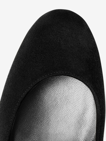 レディース スエードヒール プラットフォーム ラウンドトゥ チャンキーヒール パンプス