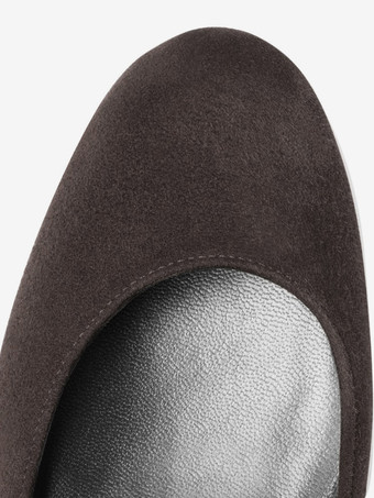 レディース スエードヒール プラットフォーム ラウンドトゥ チャンキーヒール パンプス