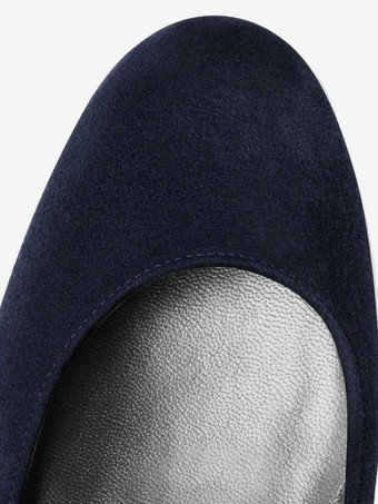 レディース スエードヒール プラットフォーム ラウンドトゥ チャンキーヒール パンプス