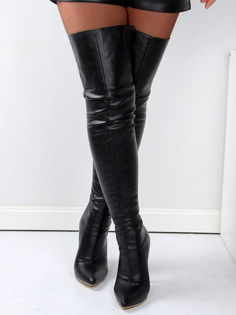 セクシーなオーバーニーブーツ ハイヒール ブラック サイハイブーツ