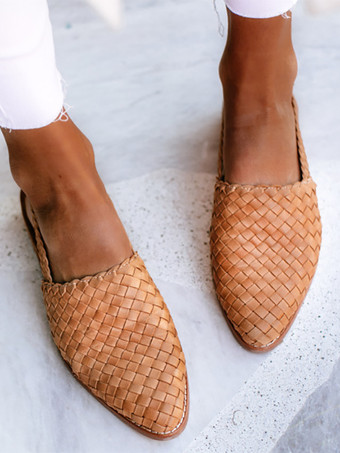 アプリコットレディース フラットサンダル ポインテッドトゥ スリングバック カジュアルスライド