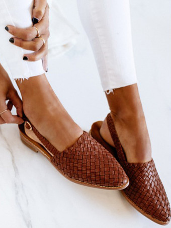 レディース フラットサンダル ポインテッドトゥ スリングバック カジュアルスライド