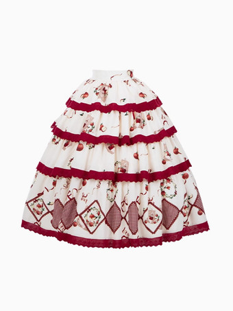 スイートロリータ衣装 赤いレースアップフリル半袖スカートトップ