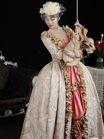 ライトブラウン レトロコスチューム フリル ポリエステル ヘッドウェア レディース レトロ マリーアントワネット コスチューム ヴィンテージ クロージング