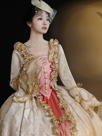 ライトブラウン レトロコスチューム フリル ポリエステル ヘッドウェア レディース レトロ マリーアントワネット コスチューム ヴィンテージ クロージング