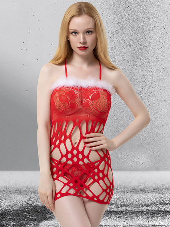 クリスマス用フィッシュネットコスチューム メッシュランジェリー ナイトガウン