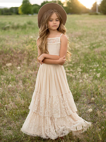 ウェディング フラワーガールドレス 特別な日のドレス エクリュ ホワイト ノースリーブ ティアード