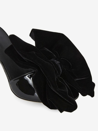 レディース ハイヒール ミュール ボウ スリッポン サンダル