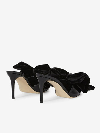 レディース ハイヒール ミュール ボウ スリッポン サンダル