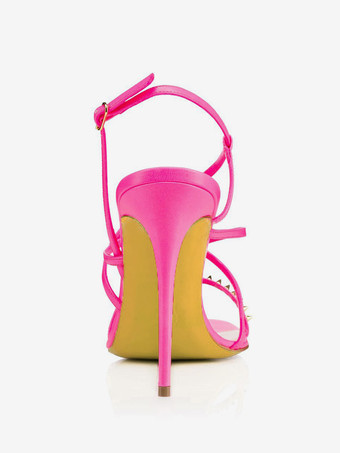 レディースヒールサンダル オープントゥ ストラップ付きハイヒールサンダル