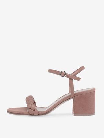 サーモンピンクレディース ブロックヒール サンダル オープントゥ プロムシューズ