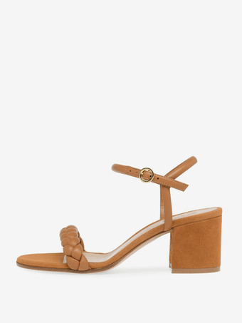 ブラウンレディース ブロックヒール サンダル オープントゥ プロムシューズ