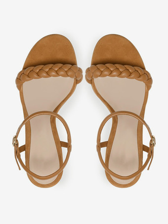 レディース ブロックヒール サンダル オープントゥ プロムシューズ