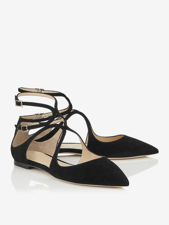 レディース ピンク バレエ フラット ポインテッド トゥ ストラップ アンクル ストラップ フラット パンプス