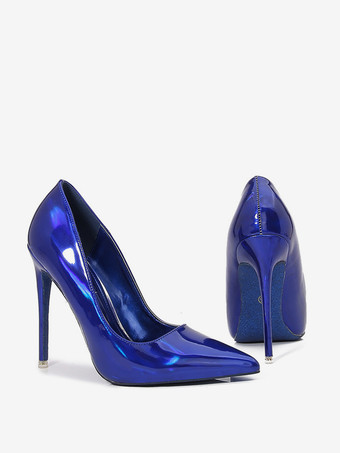 レディース ハイヒール プラスサイズ レッド ポインテッドトゥ スティレットヒール パンプス