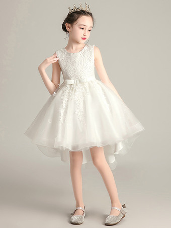 アイボリーウェディング フラワーガールドレス 特別な日のドレス ソフトピンク ノースリーブ レース