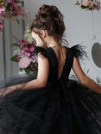 ウェディング フラワーガールドレス 特別な日のドレス アイボリー ノースリーブ フェザー