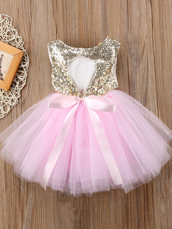 ウェディング フラワーガールドレス 特別な日のドレス 赤いノースリーブ リボン