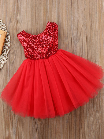 ウェディング フラワーガールドレス 特別な日のドレス 赤いノースリーブ リボン