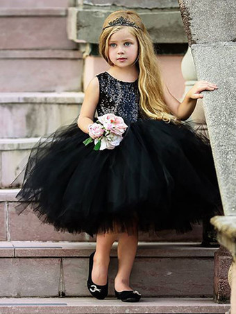 ブラックウェディング フラワーガールドレス 特別な日のドレス 赤いノースリーブ リボン