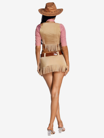 ハロウィンコスチューム ライトブラウン ヴィンテージ パーティーセット ホリデー カウガール コスチューム