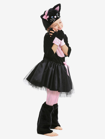 ハロウィン 動物役コスチューム コスプレ ブラック ピンク 猫 弓 コスチューム