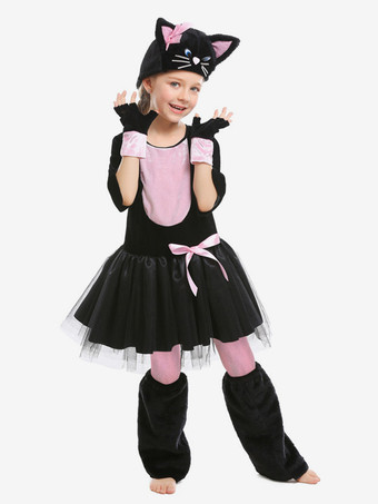 ハロウィン 動物役コスチューム コスプレ ブラック ピンク 猫 弓 コスチューム