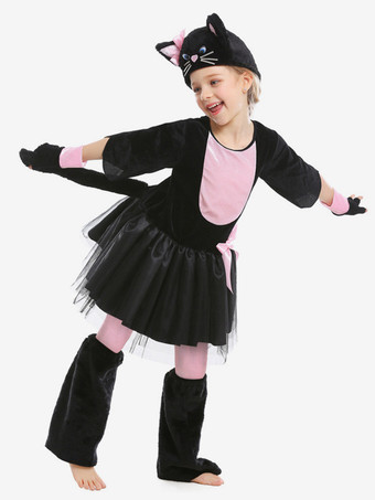 ハロウィン 動物役コスチューム コスプレ ブラック ピンク 猫 弓 コスチューム