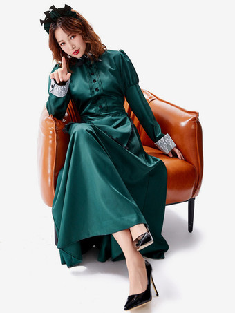 ハロウィンコスチューム グリーン ヴィンテージドレス パーティーメイドセット ホリデーコスチューム