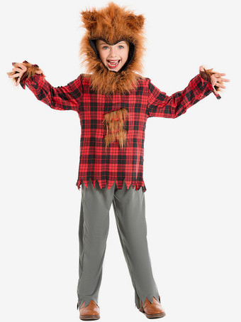 レッド クリスマス 子供用 狼男 動物コスチューム 男の子 パフォーマンス