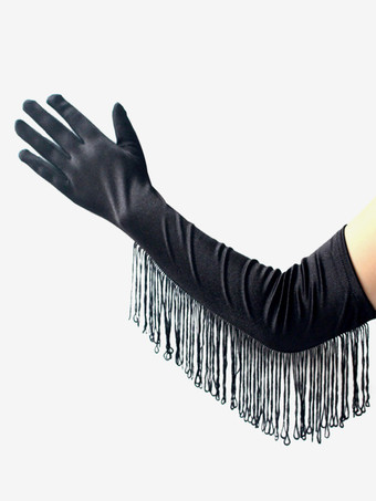 ラテンダンスドレス ブラック フリンジ アクセサリー セクシー グローブ ダンス コスチューム