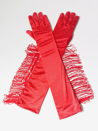 レッド ラテンダンスドレス ブラック フリンジ アクセサリー セクシー グローブ ダンス コスチューム